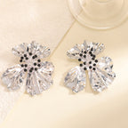 Women’s metal flower earrings with sparkling red accents Calm Wears-https://detail.1688.com/offer/1028446672901.html-Calm Wears-White-Calm Wears