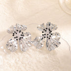 Women’s metal flower earrings with sparkling red accents Calm Wears-https://detail.1688.com/offer/1028446672901.html-Calm Wears-White-Calm Wears