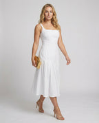 Women's mid dress with elegant cut-https://detail.1688.com/offer/918088886834.html-Calm Wears-White-S-Calm Wears