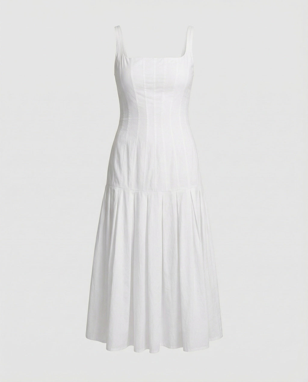 Women's mid dress with elegant cut-https://detail.1688.com/offer/918088886834.html-Calm Wears-White-S-Calm Wears