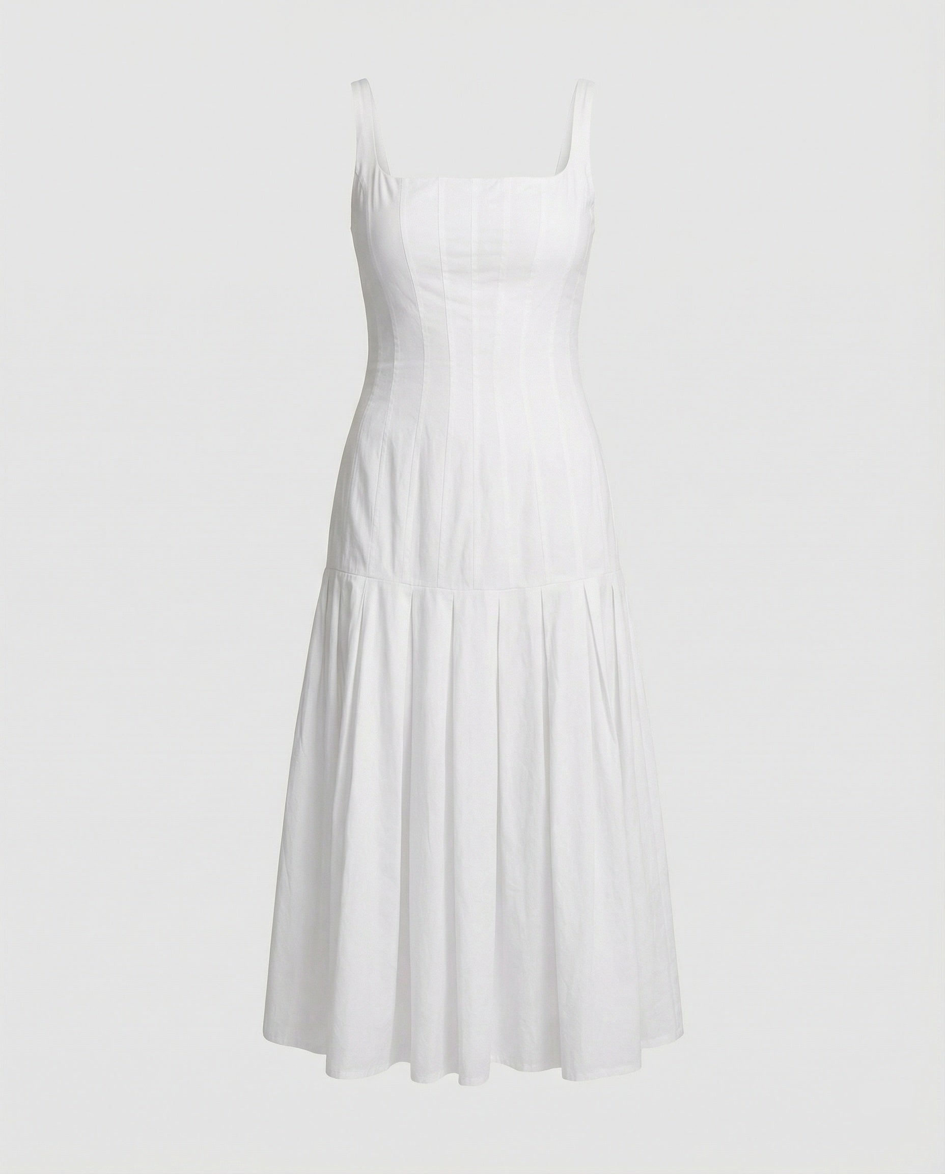 Women's mid dress with elegant cut-https://detail.1688.com/offer/918088886834.html-Calm Wears-White-S-Calm Wears