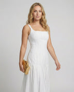 Women's mid dress with elegant cut-https://detail.1688.com/offer/918088886834.html-Calm Wears-White-S-Calm Wears