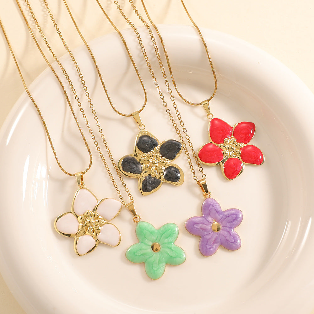 Women’s necklace with elaborately designed flower pendant Calm Wears-https://detail.1688.com/offer/1033856345265.html-Calm Wears-Magenta-Calm Wears
