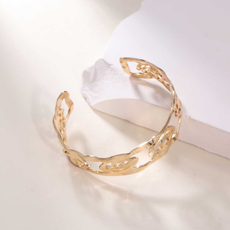 Women's Open Bangle in Modern Bamboo Design Calm Wears-https://detail.1688.com/offer/928602042163.html-Calm Wears-Gold-Calm Wears