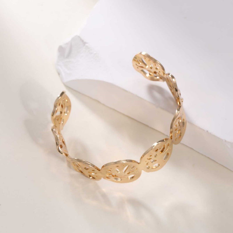 Women's Open Bangle in Modern Bamboo Design Calm Wears-https://detail.1688.com/offer/928602042163.html-Calm Wears-Gold yellow-Calm Wears