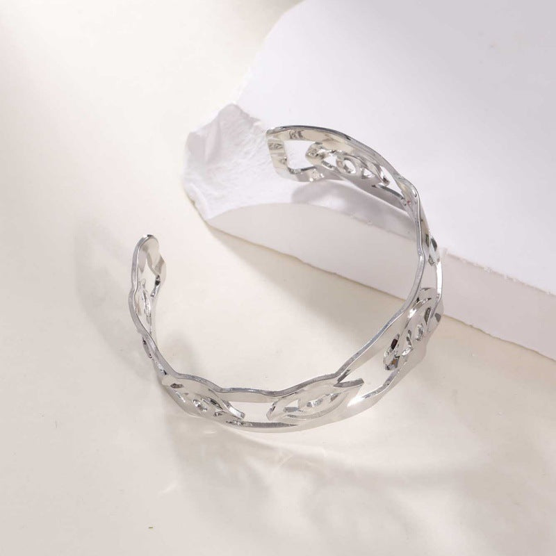 Women's Open Bangle in Modern Bamboo Design Calm Wears-https://detail.1688.com/offer/928602042163.html-Calm Wears-Gold yellow-Calm Wears