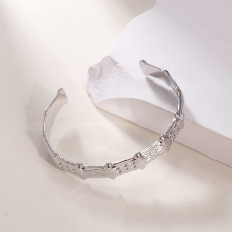 Women's Open Bangle in Modern Bamboo Design Calm Wears-https://detail.1688.com/offer/928602042163.html-Calm Wears-Gold yellow-Calm Wears