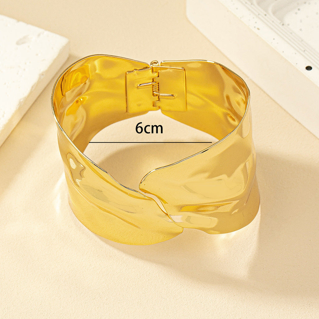 Women's Open Bangle in Stylish, Curved Design Calm Wears-https://detail.1688.com/offer/798472693544.html-Calm Wears-Gold yellow-Calm Wears
