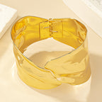 Women's Open Bangle in Stylish, Curved Design Calm Wears-https://detail.1688.com/offer/798472693544.html-Calm Wears-Gold yellow-Calm Wears