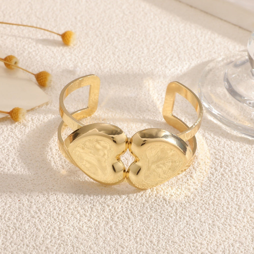Women's Open Bangle with Elegant Heart Shape Calm Wears-https://detail.1688.com/offer/961857734180.html-Calm Wears-Bracelet-Calm Wears