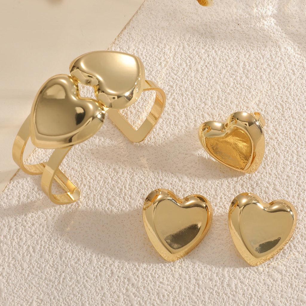 Women's Open Bangle with Elegant Heart Shape Calm Wears-https://detail.1688.com/offer/961857734180.html-Calm Wears-Bracelet-Calm Wears