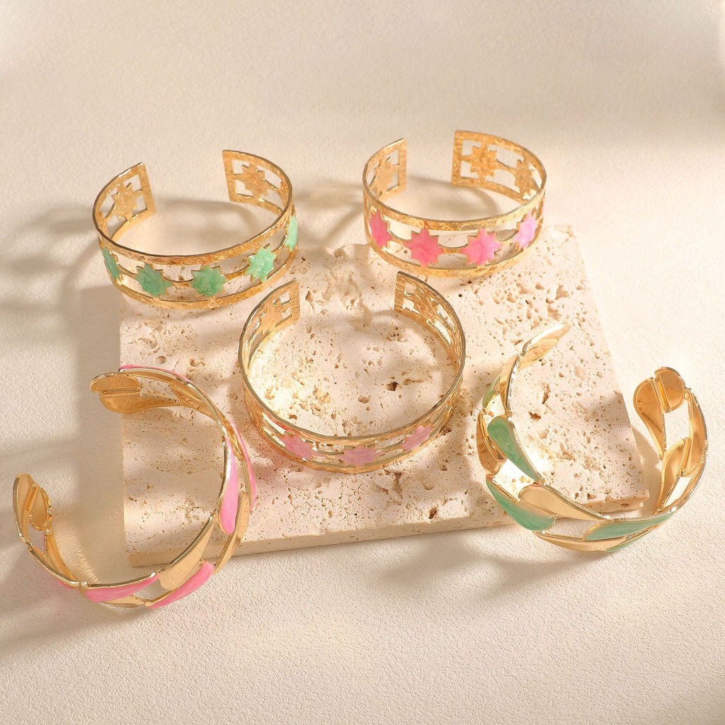 Women's Open Bangle with Elegant Leaf Design Calm Wears-https://detail.1688.com/offer/1050812520876.html-Calm Wears-Style 5-Calm Wears
