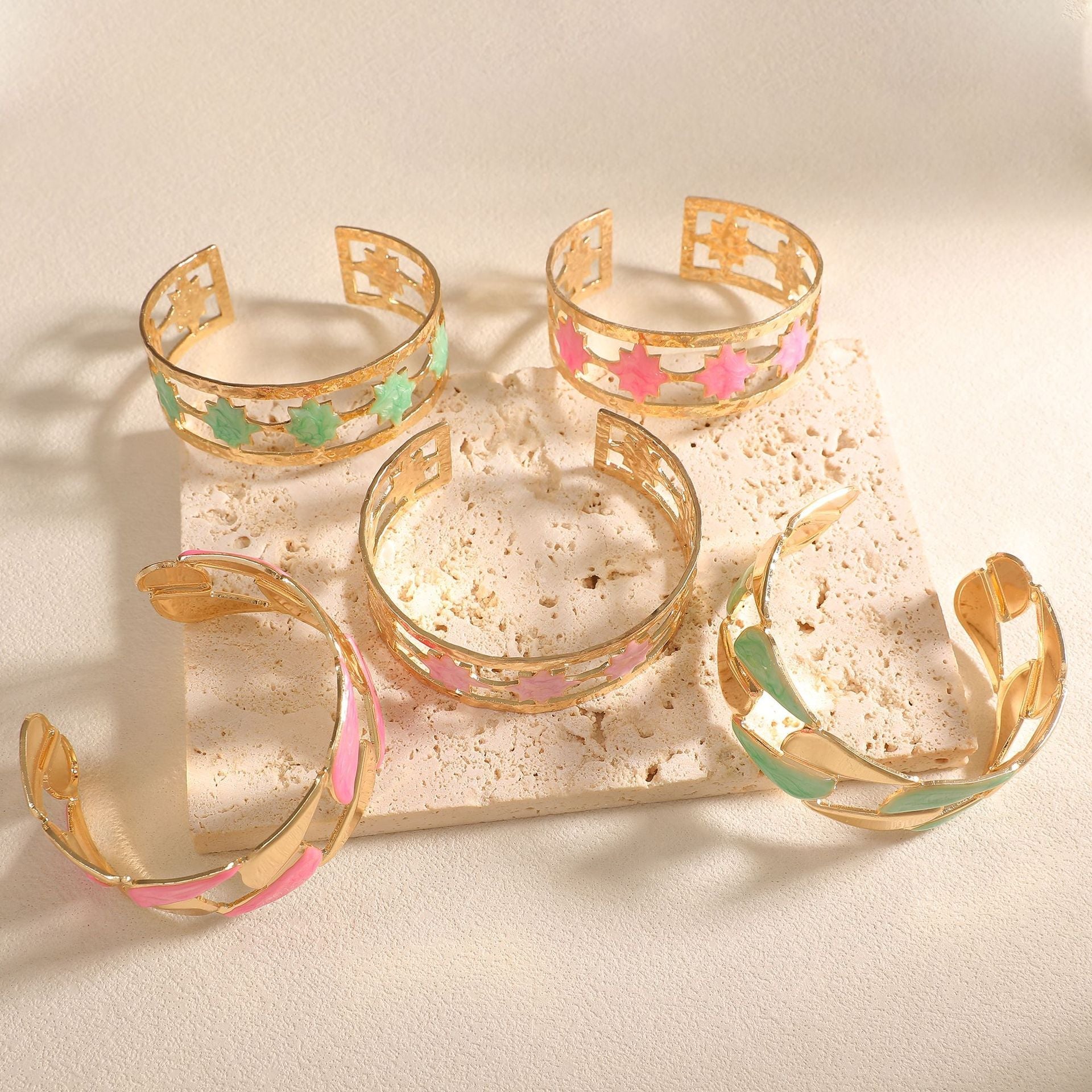Women's Open Bangle with Elegant Leaf Design Calm Wears-https://detail.1688.com/offer/1050812520876.html-Calm Wears-Style 5-Calm Wears