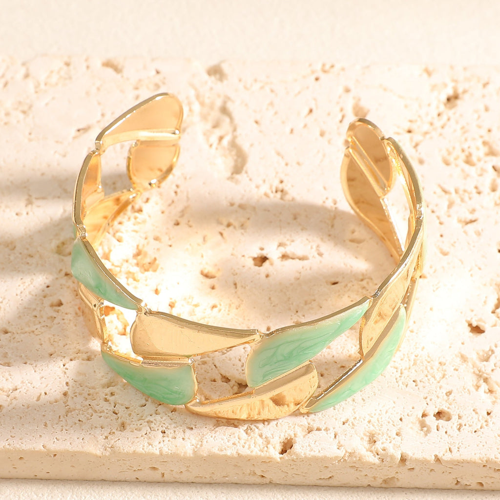 Women's Open Bangle with Elegant Leaf Design Calm Wears-https://detail.1688.com/offer/1050812520876.html-Calm Wears-Style 5-Calm Wears