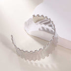 Women's Open Bangle with Elegant Wave Design Calm Wears-https://detail.1688.com/offer/968910162139.html-Calm Wears-Silver-Calm Wears