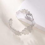 Women's Open Bangle with Elegant Wave Design Calm Wears-https://detail.1688.com/offer/968910162139.html-Calm Wears-Silver-Calm Wears