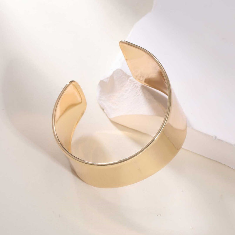Women's Open Bangle with Elegant Wave Design Calm Wears-https://detail.1688.com/offer/968910162139.html-Calm Wears-Silver-Calm Wears