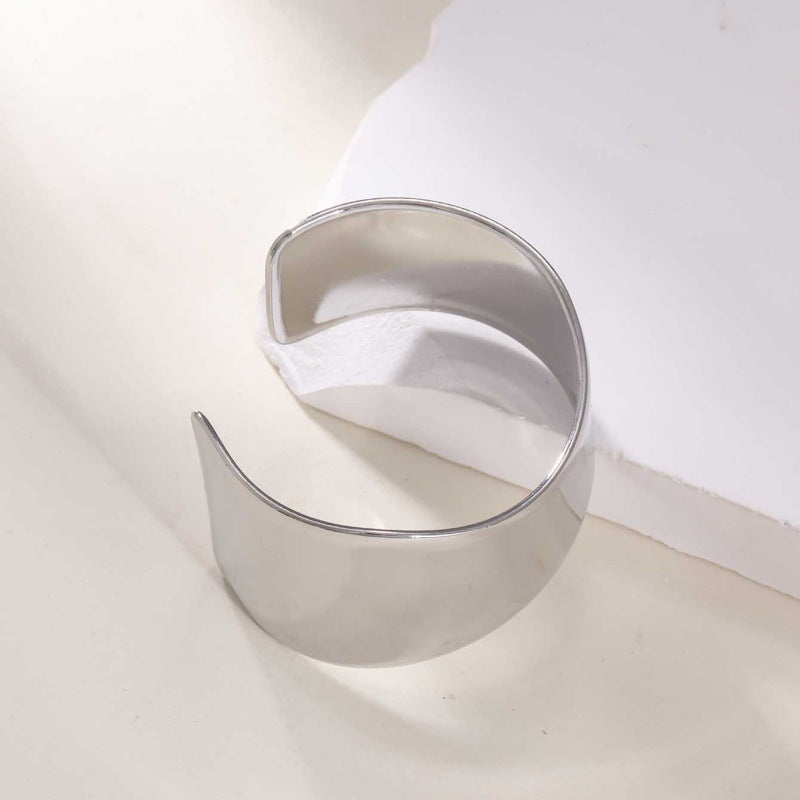 Women's Open Bangle with Elegant Wave Design Calm Wears-https://detail.1688.com/offer/968910162139.html-Calm Wears-Silver-Calm Wears