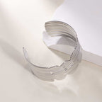 Women's Open Bangle with Elegant Wave Design Calm Wears-https://detail.1688.com/offer/968910162139.html-Calm Wears-Silver-Calm Wears