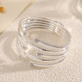 Women's Open Bangle with Modern, Layered Design Calm Wears-https://detail.1688.com/offer/963981056721.html-Calm Wears-Silver-Calm Wears