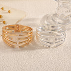 Women's Open Bangle with Modern, Layered Design Calm Wears-https://detail.1688.com/offer/963981056721.html-Calm Wears-Silver-Calm Wears