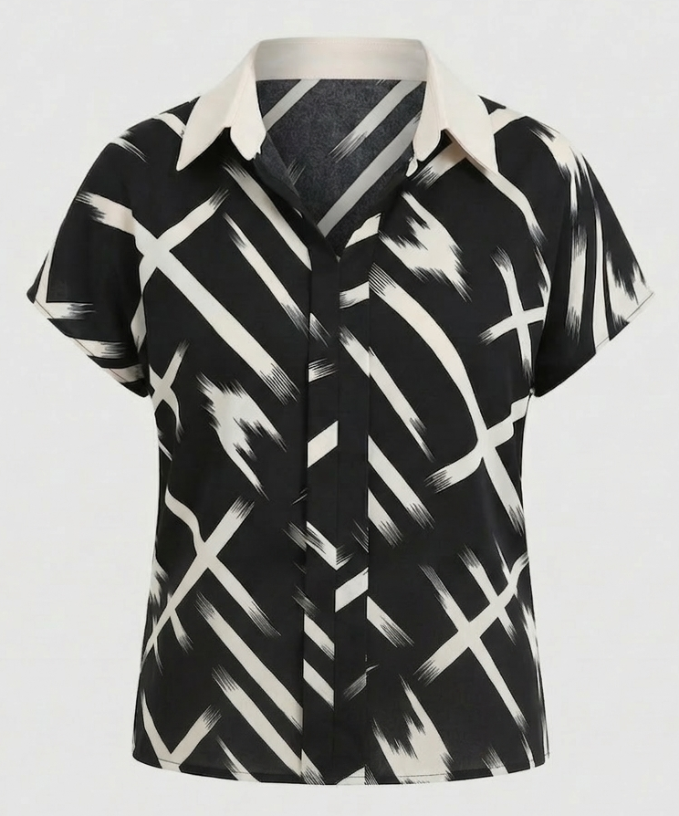 Women's Silk Imitation Blouse Shirt with Print-https://item.taobao.com/item.htm?id=915402683332-Calm Wears-Black-S-Calm Wears