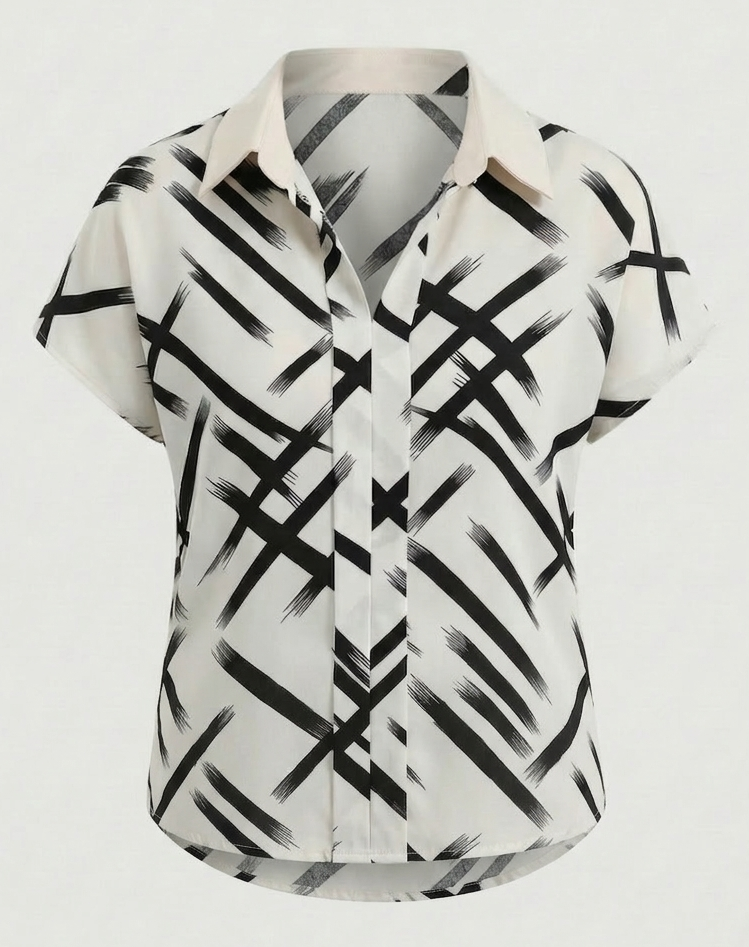 Women's Silk Imitation Blouse Shirt with Print-https://item.taobao.com/item.htm?id=915402683332-Calm Wears-White-S-Calm Wears