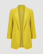 Women's Slim-Fit Blazer-fashable20251116-Calm Wears-Yellow-S-Calm Wears