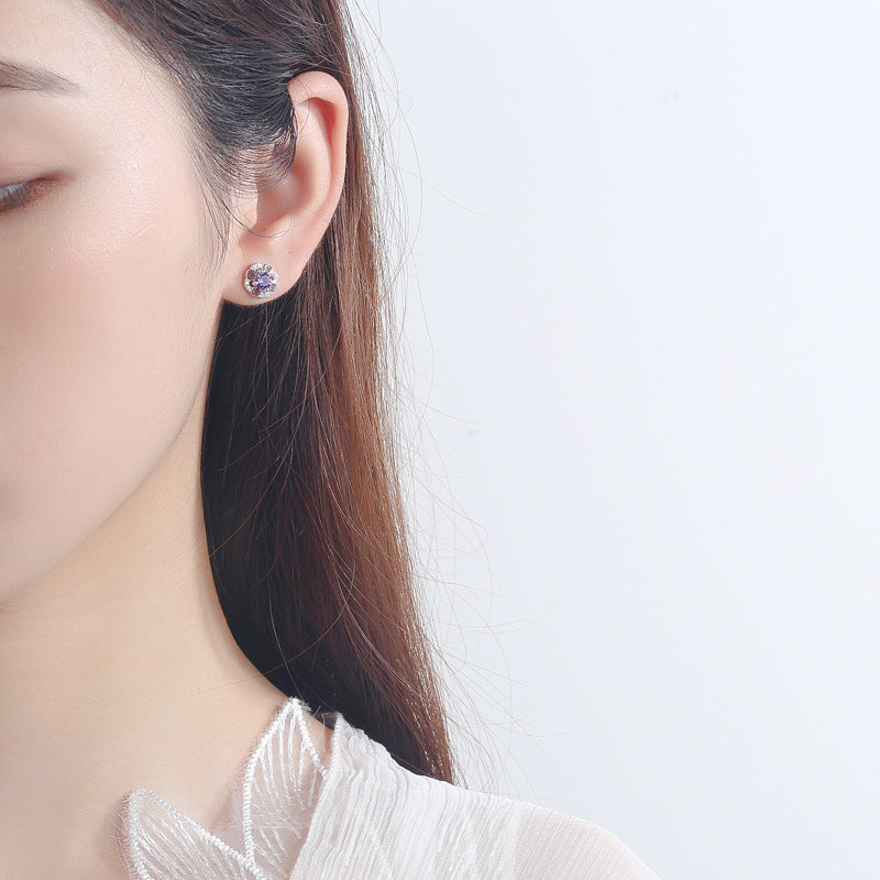 Women's stud earrings with delicate flower design and sparkling crystals Calm Wears-https://detail.1688.com/offer/612568989139.html-Calm Wears-White-925-Calm Wears