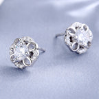 Women's stud earrings with delicate flower design and sparkling crystals Calm Wears-https://detail.1688.com/offer/612568989139.html-Calm Wears-White-925-Calm Wears