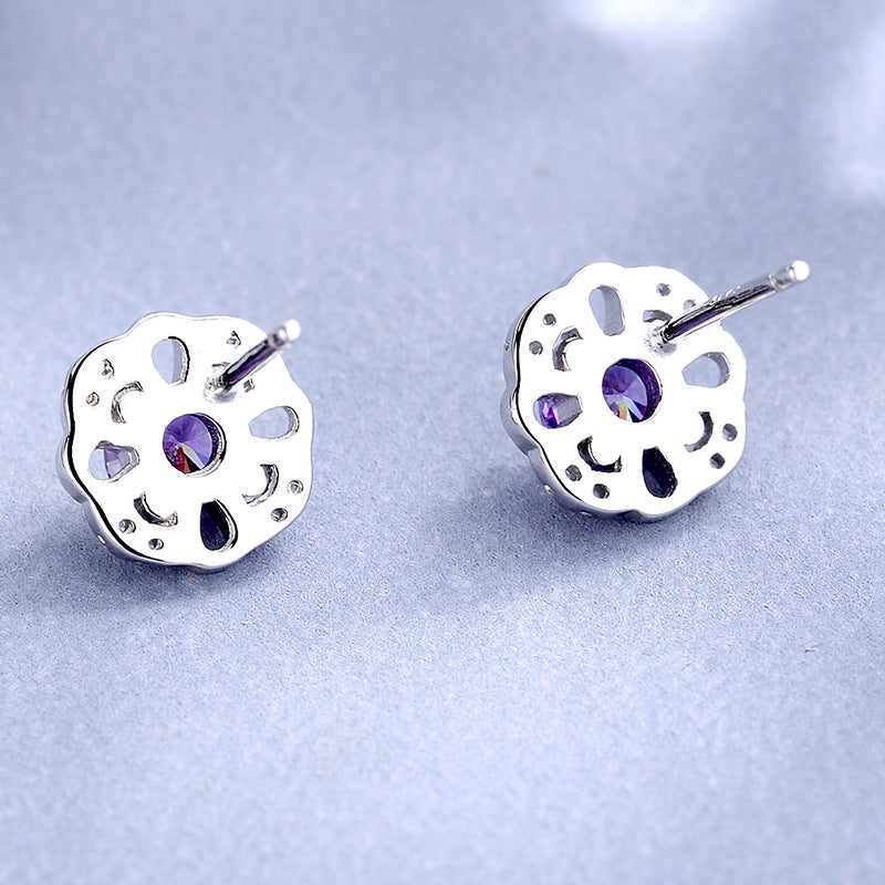 Women's stud earrings with delicate flower design and sparkling crystals Calm Wears-https://detail.1688.com/offer/612568989139.html-Calm Wears-White-925-Calm Wears