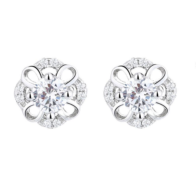 Women's stud earrings with delicate flower design and sparkling crystals Calm Wears-https://detail.1688.com/offer/612568989139.html-Calm Wears-White-925-Calm Wears