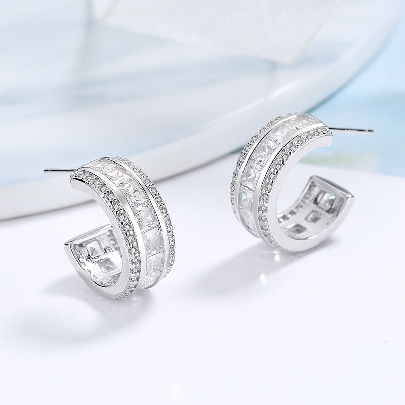 Women's stud earrings with elegant crystal and zirconia embellishment Calm Wears-https://detail.1688.com/offer/693082281408.html-Calm Wears-White-Calm Wears