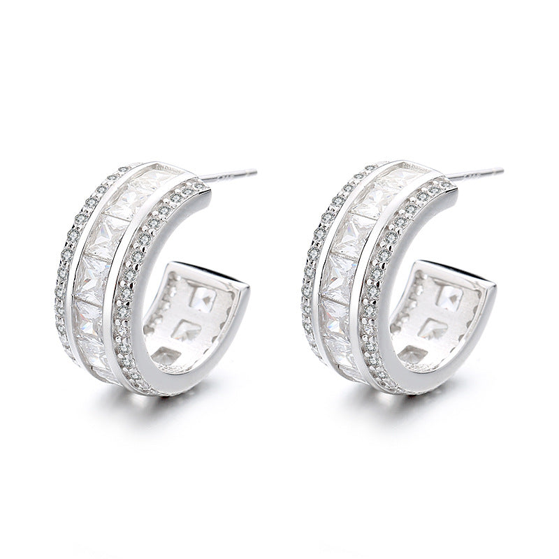 Women's stud earrings with elegant crystal and zirconia embellishment Calm Wears-https://detail.1688.com/offer/693082281408.html-Calm Wears-White-Calm Wears