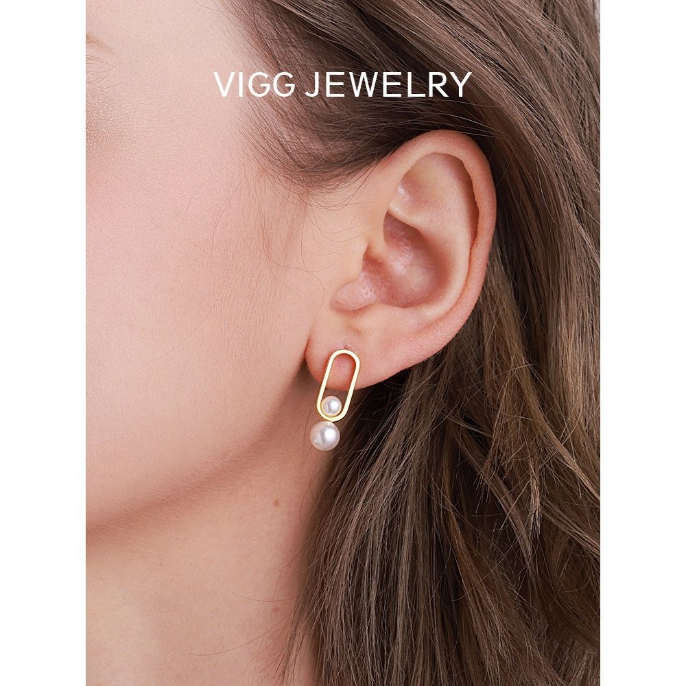 Women's stud earrings with modern oval design and elegant pearls Calm Wears-https://detail.1688.com/offer/673851833990.html-Calm Wears-Platinum-925-Calm Wears