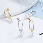 Women's stud earrings with modern oval design and elegant pearls Calm Wears-https://detail.1688.com/offer/673851833990.html-Calm Wears-Platinum-925-Calm Wears