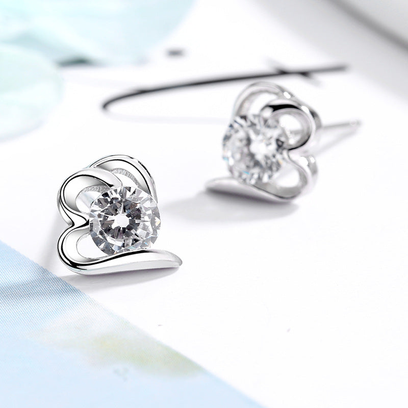 Women’s stud earrings with stylish heart design and sparkling crystals Calm Wears-https://detail.1688.com/offer/612295720472.html-Calm Wears-White-925-Calm Wears