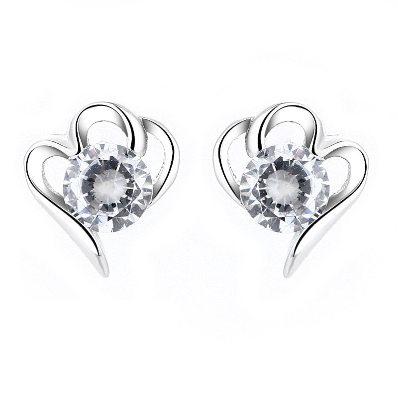 Women’s stud earrings with stylish heart design and sparkling crystals Calm Wears-https://detail.1688.com/offer/612295720472.html-Calm Wears-White-925-Calm Wears