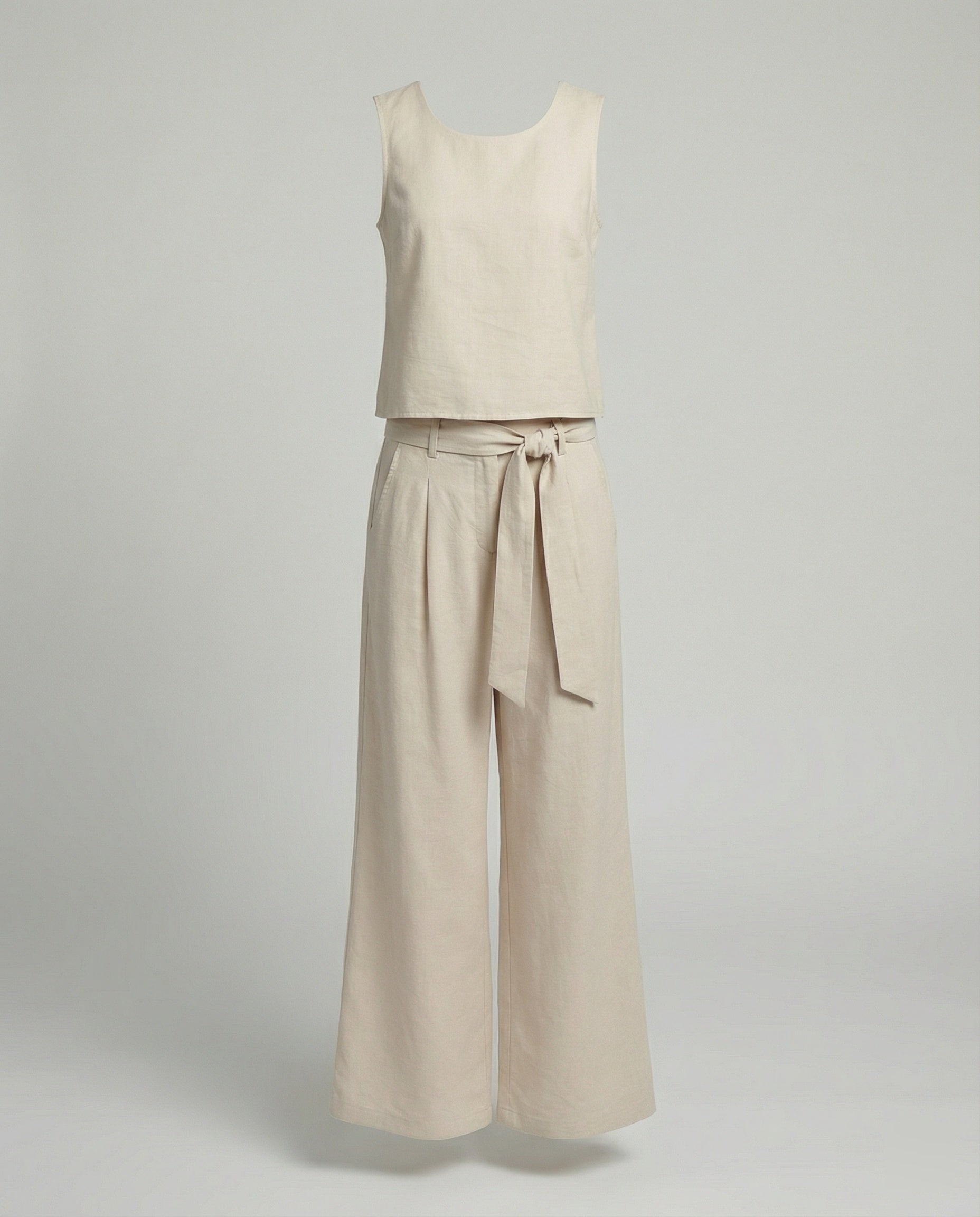 Women's Two-Piece Set Linen Pants-https://detail.1688.com/offer/1005558118422.html-Calm Wears-Apricot-S-Calm Wears