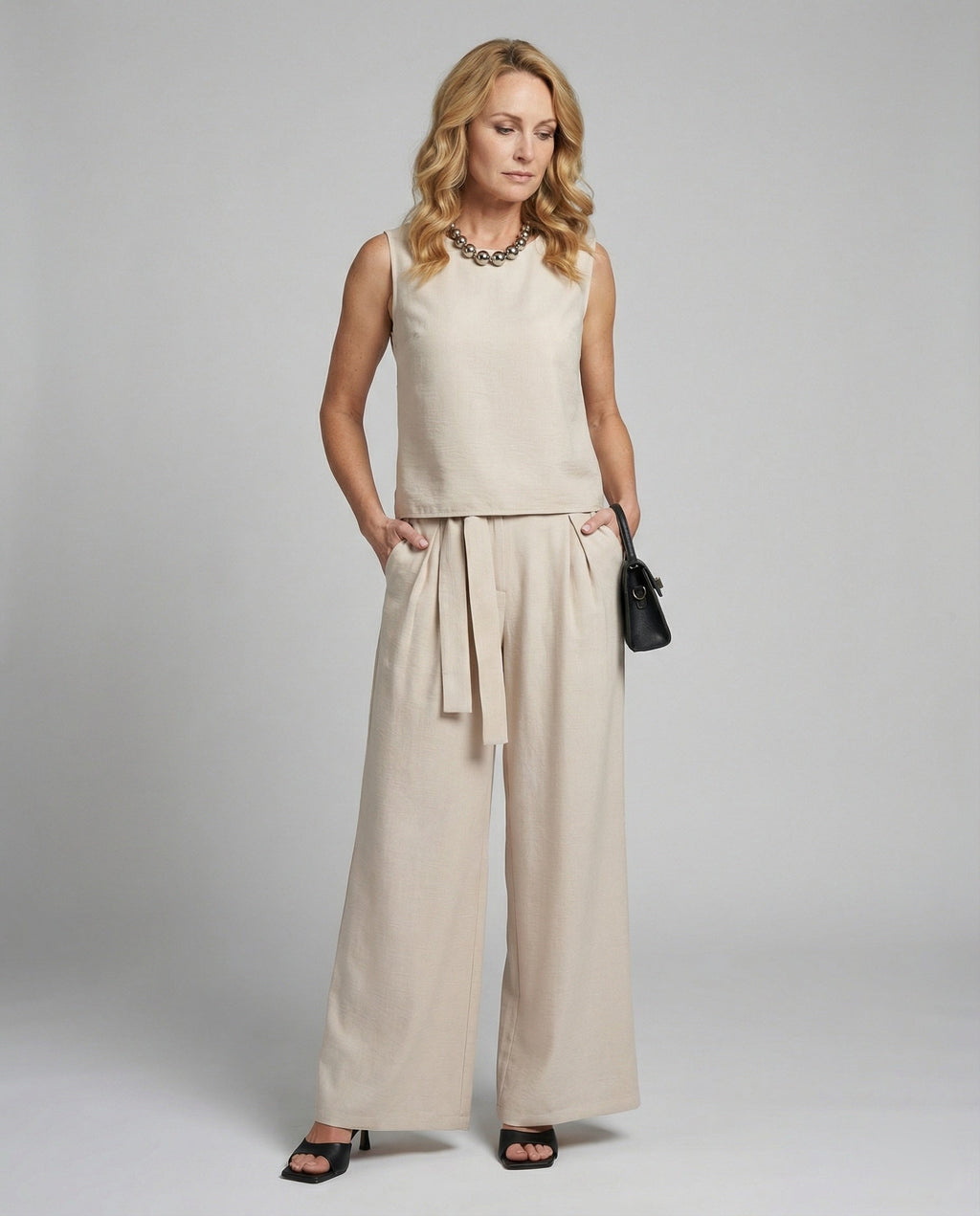 Women's Two-Piece Set Linen Pants-https://detail.1688.com/offer/1005558118422.html-Calm Wears-Blue-S-Calm Wears