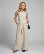 Women's Two-Piece Set Linen Pants-https://detail.1688.com/offer/1005558118422.html-Calm Wears-Blue-S-Calm Wears