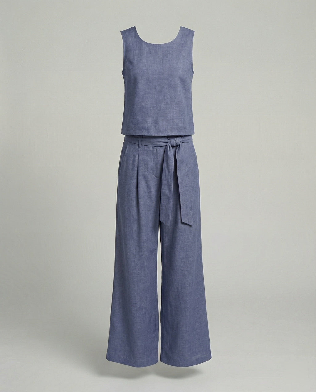 Women's Two-Piece Set Linen Pants-https://detail.1688.com/offer/1005558118422.html-Calm Wears-Blue-S-Calm Wears