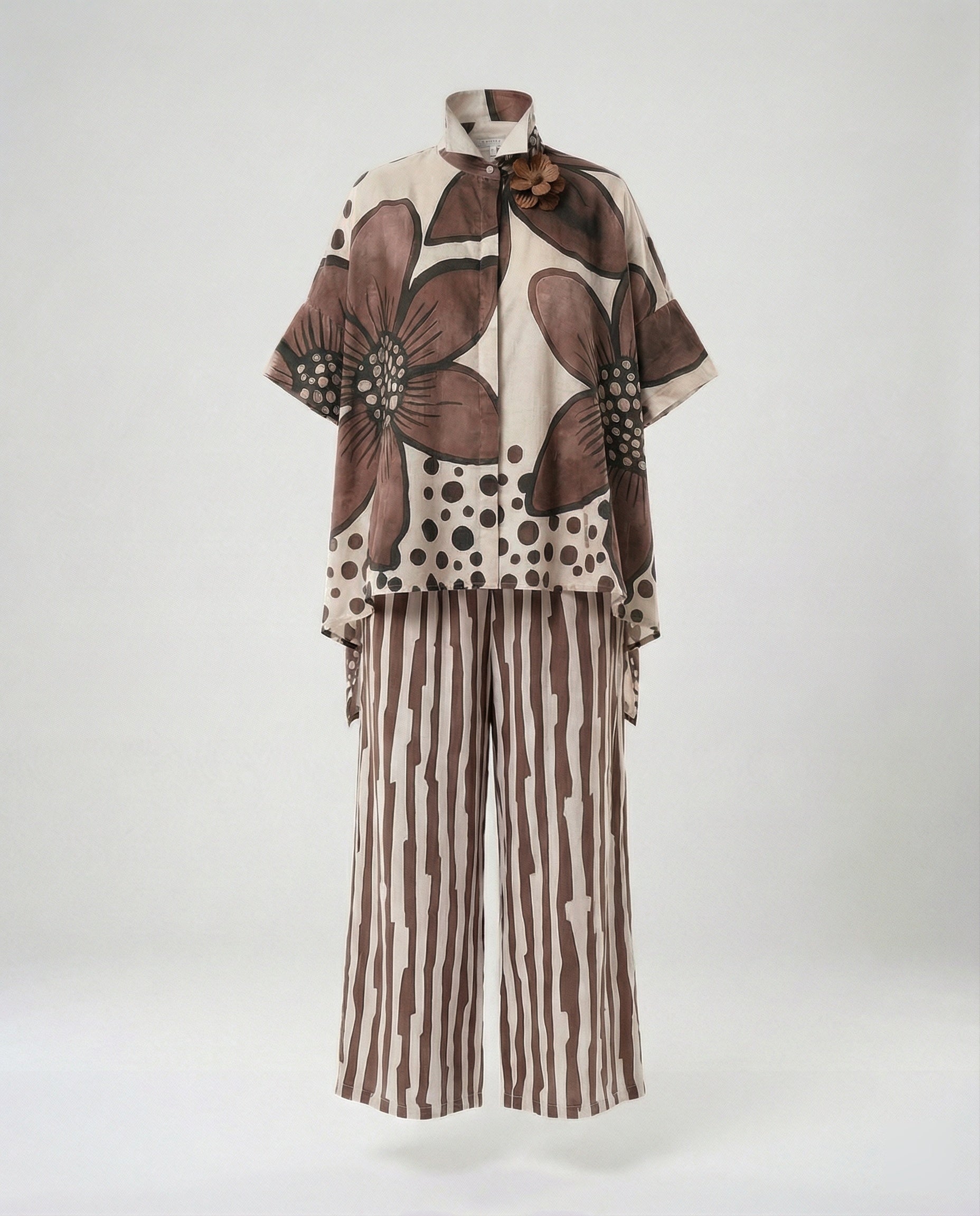 Women's Two-Piece Set Tunic Palazzo-https://detail.1688.com/offer/896422183086.html-Calm Wears-Dark brown-S-Calm Wears