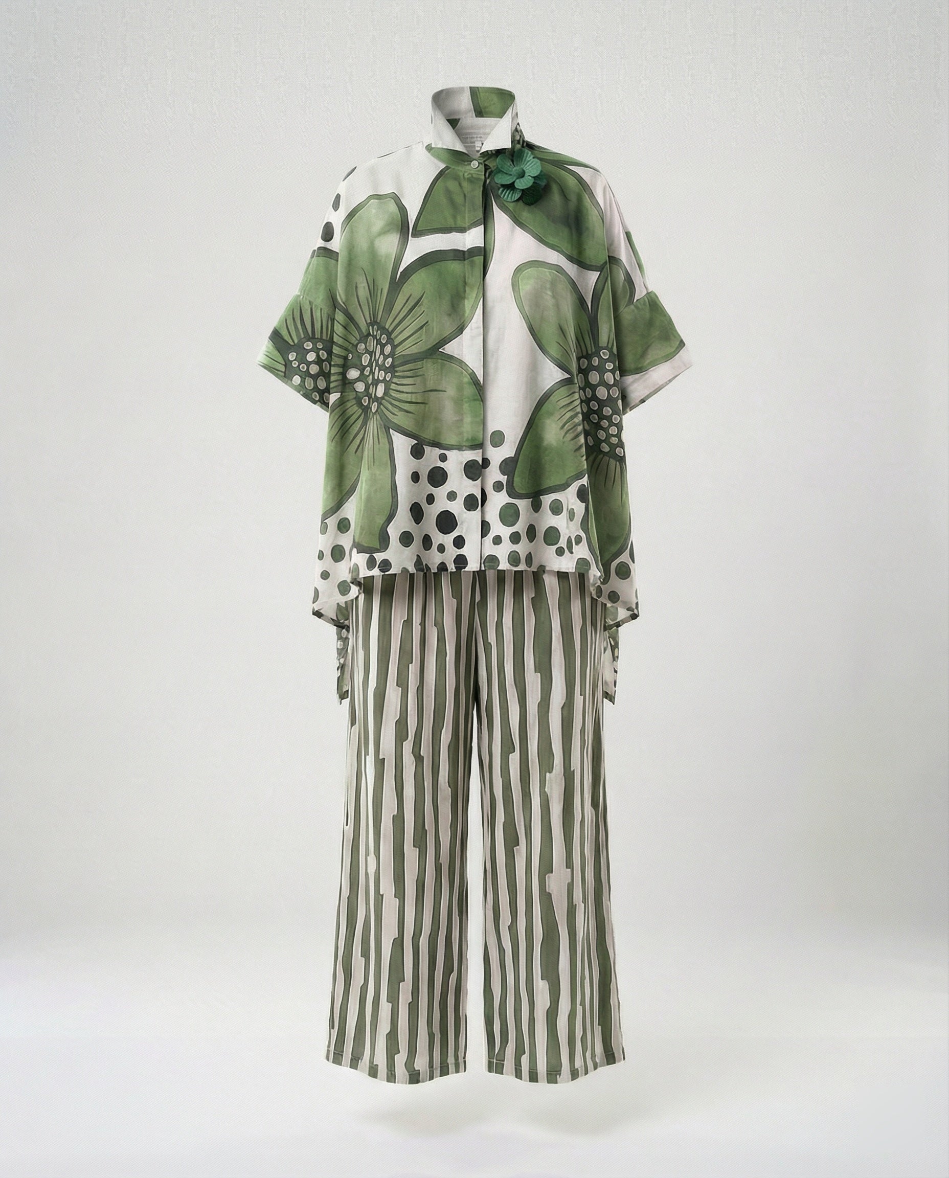 Women's Two-Piece Set Tunic Palazzo-https://detail.1688.com/offer/896422183086.html-Calm Wears-Green-S-Calm Wears