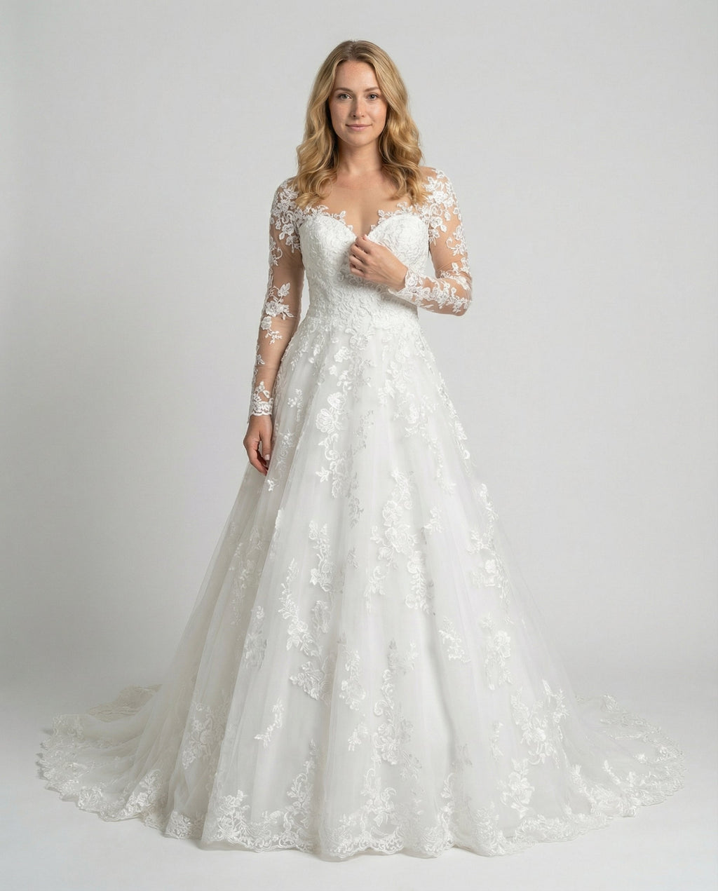 Women's Wedding Dress Lace-https://detail.1688.com/offer/685625546632.0.html-Calm Wears-White-S-Calm Wears
